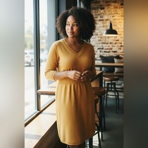 Jamie Nicole Elegant Mustard Midi Sweater 3X Dress